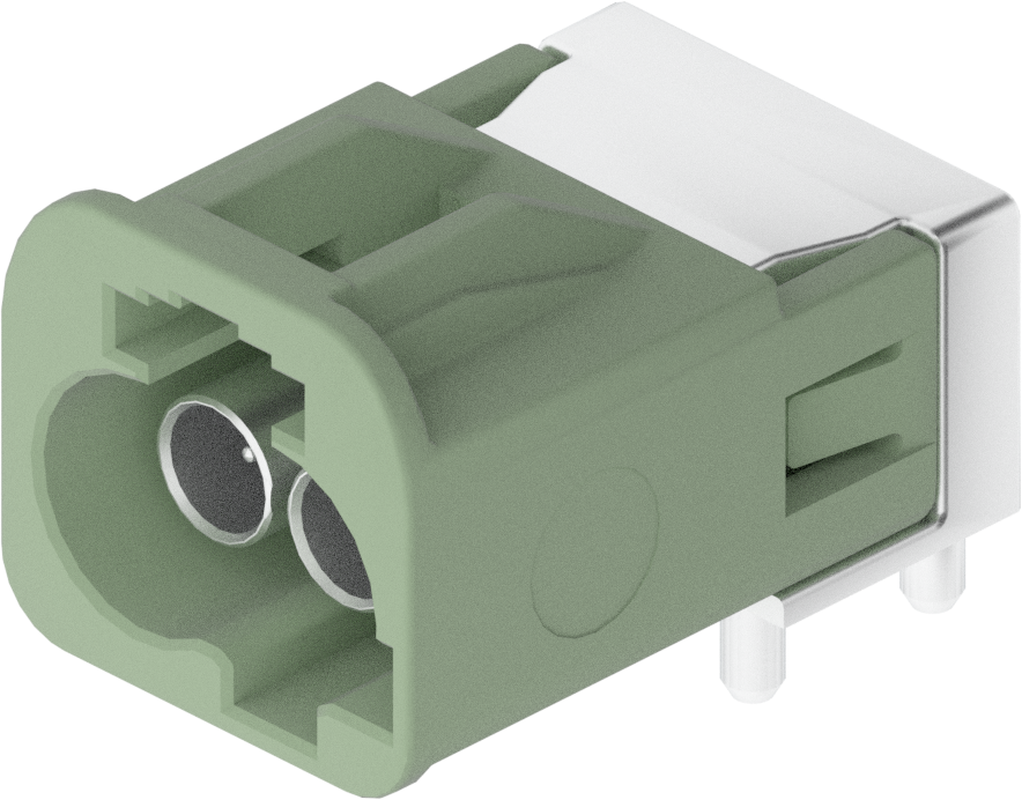 2 Port 1 Row MCA-B Male Mini Coax Pastel Green Code N
