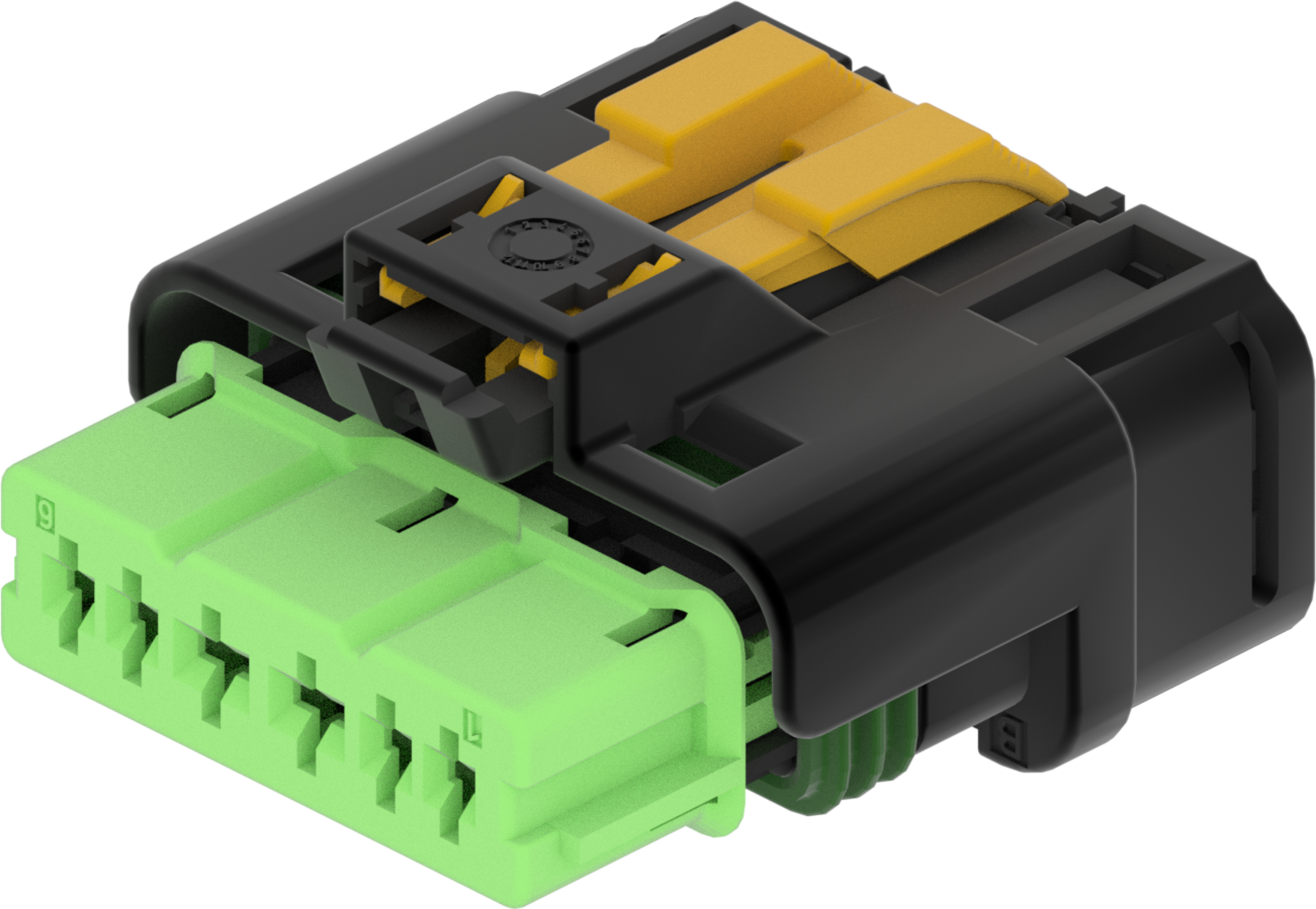 6 Way F Hybrid  1.5 2.8 Sealed Connector Black