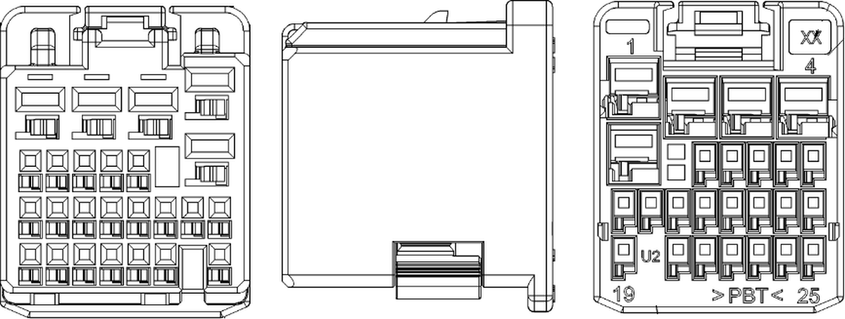 25 Way F MIXED Unsealed Connector Brown