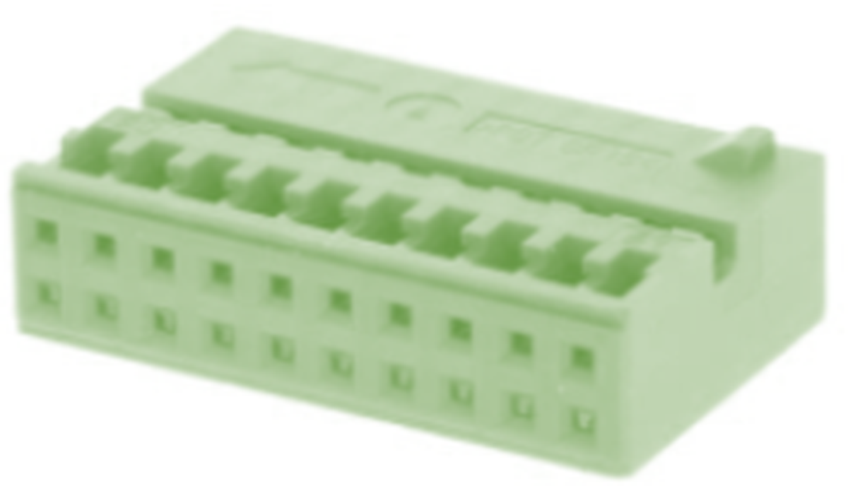 20 Way F MTS 0.64 Unsealed Connector Green