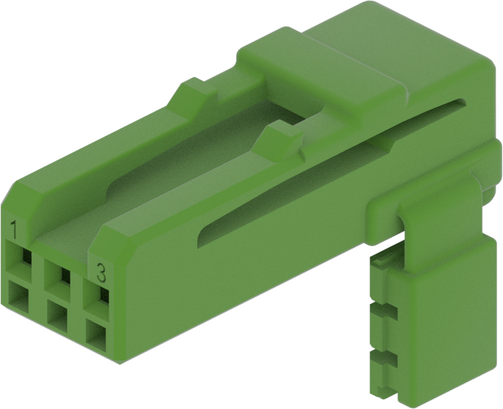 3 Way Female Unsealed Connector Green