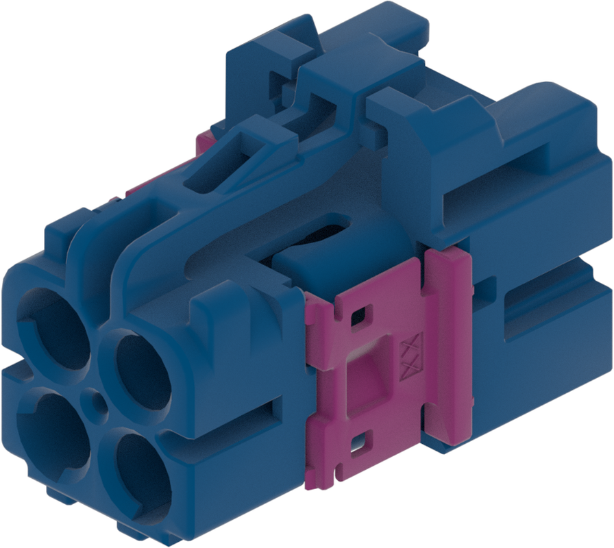 4 Port 2 Row MCA-A Female Mini Coax Blue Code C