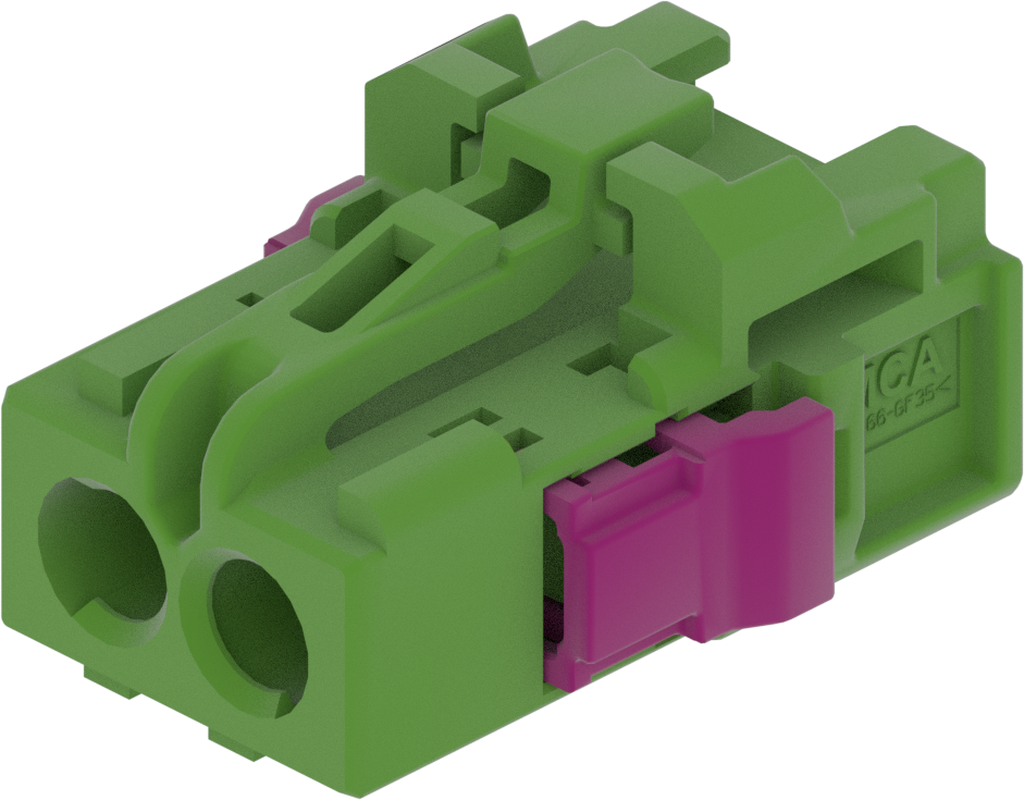2 Port 1 Row MCA-A Female Mini Coax Light Green Code E