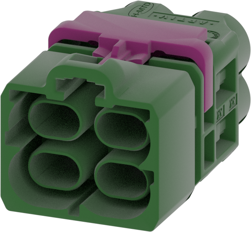 4 Port 2 Row Male H-MTD Green Code E