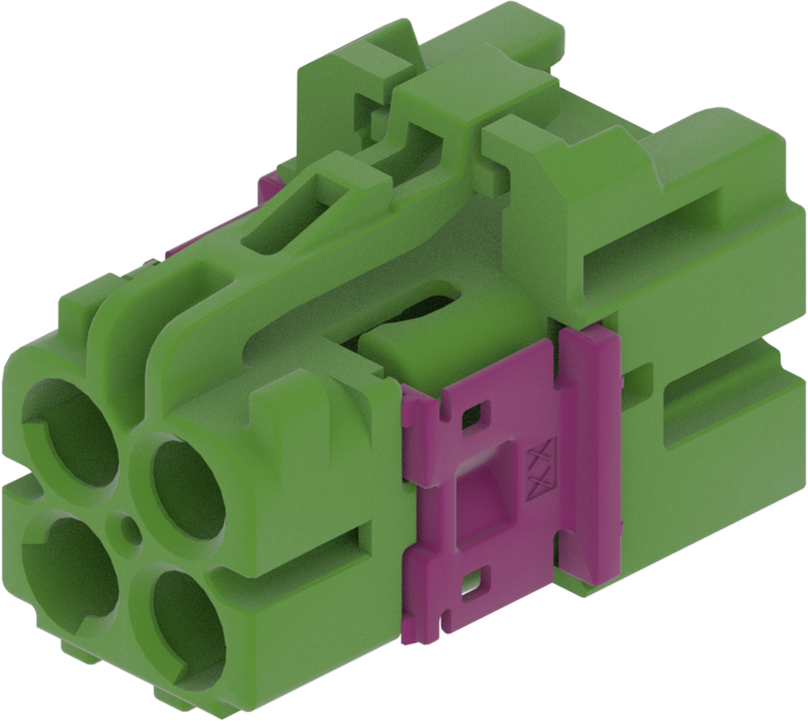 4 Port 2 Row MCA-A Female Mini Coax Light Green Code E