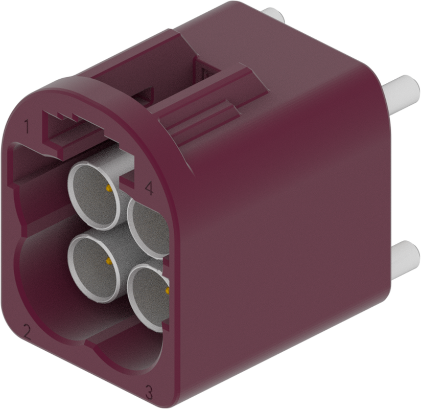 4 Port 2 Row MCA-B Male Mini Coax Claret Violet Code D