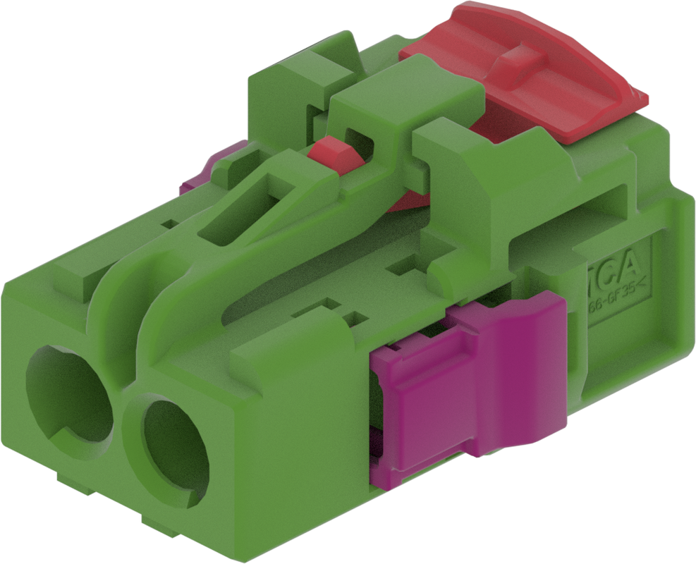 2 Port 1 Row MCA-A Female Mini Coax Light Green Code E
