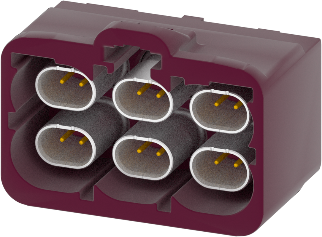 6 Port 2 Row Male H-MTD Claret Violet Code D