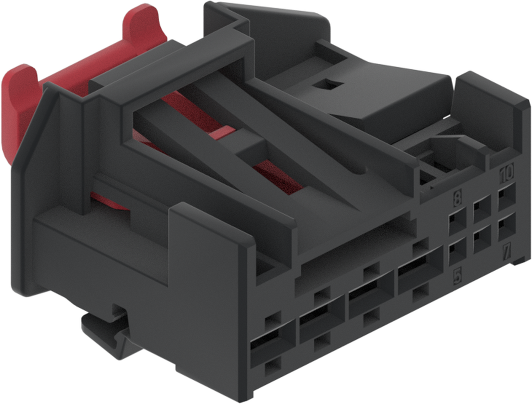 10 Way F 0.63 MQS 2.8 MCP Unsealed Connector Black