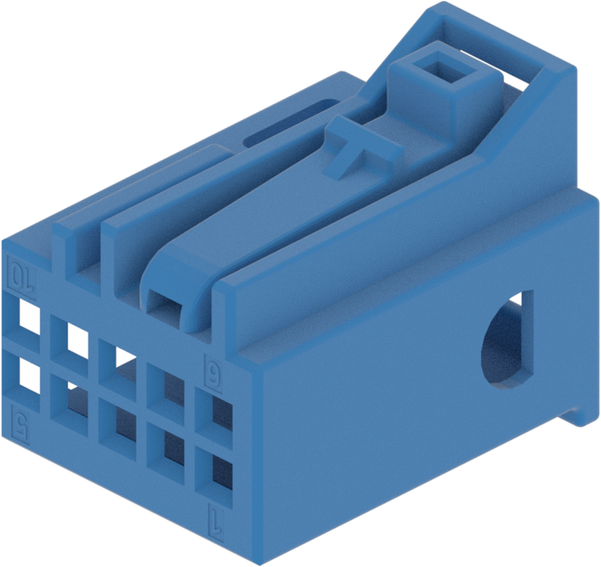 10 Way F MTS 0.64 Unsealed Connector Blue