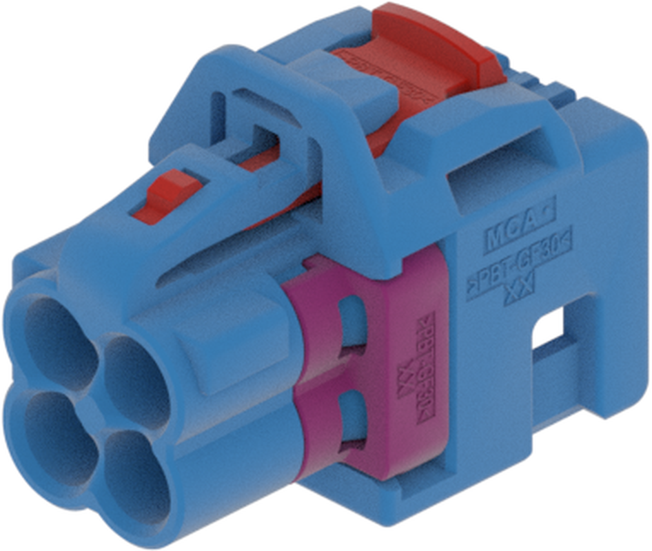 4 Port 2 Row MCA-B Female Mini Coax Light Blue Code C