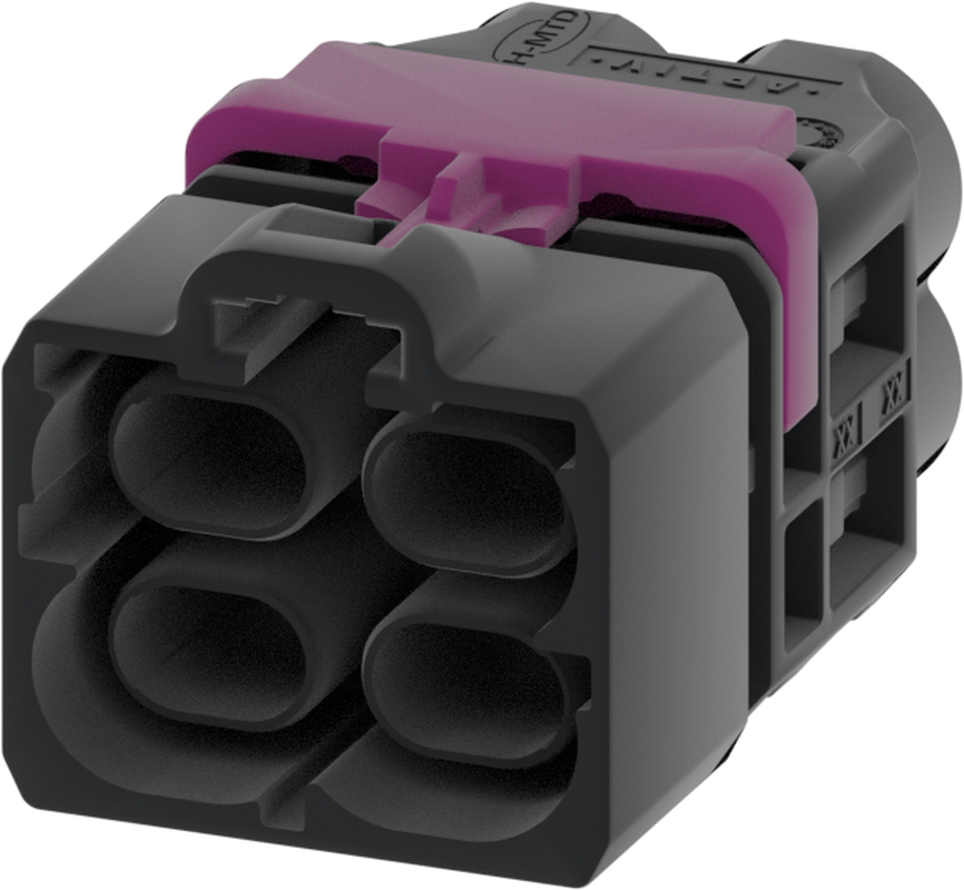 4 Port 2 Row Male H-MTD Black Code A