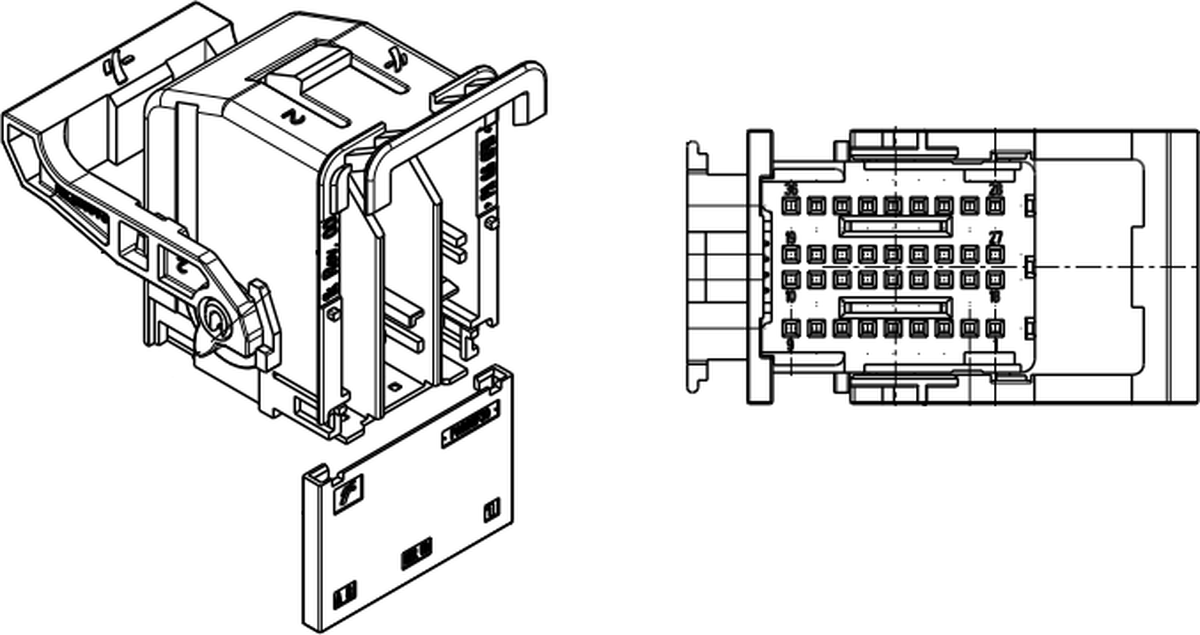 36 Way F DUO-TWIN 0.64 Unsealed Connector Blue