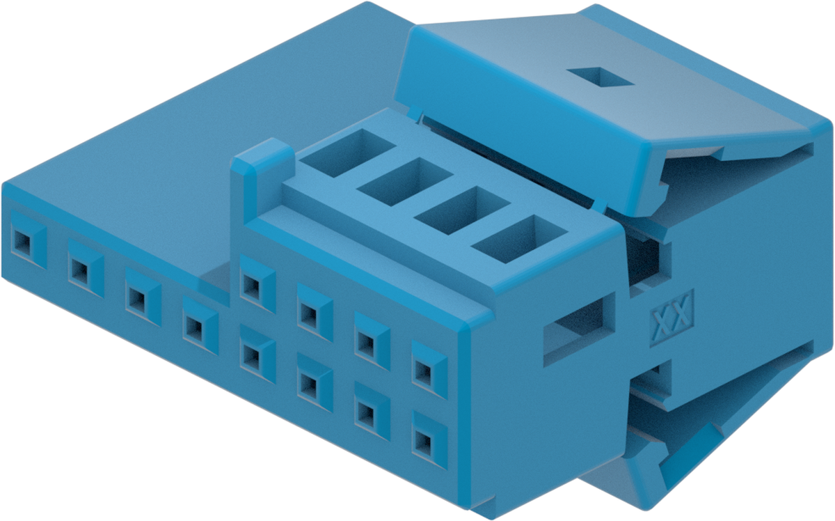 12 Way M MTS 0.64 Unsealed Connector Blue