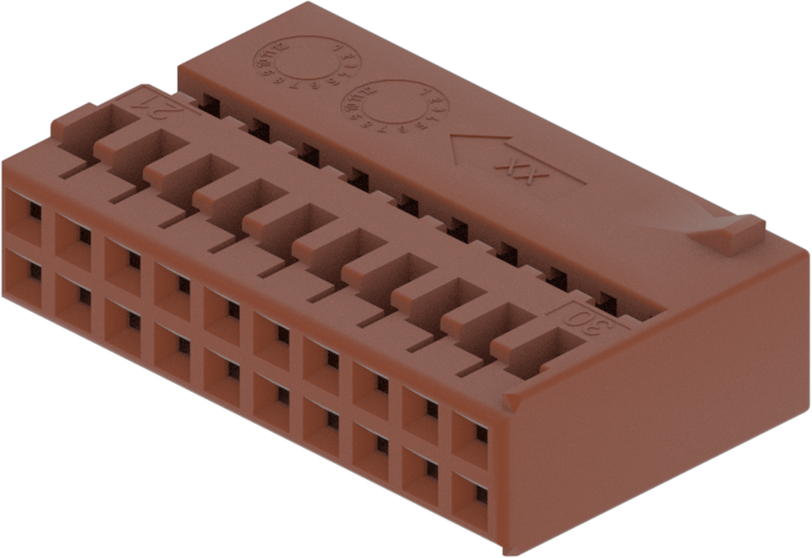 20 Way F MTS 0.64 Unsealed Connector Brown