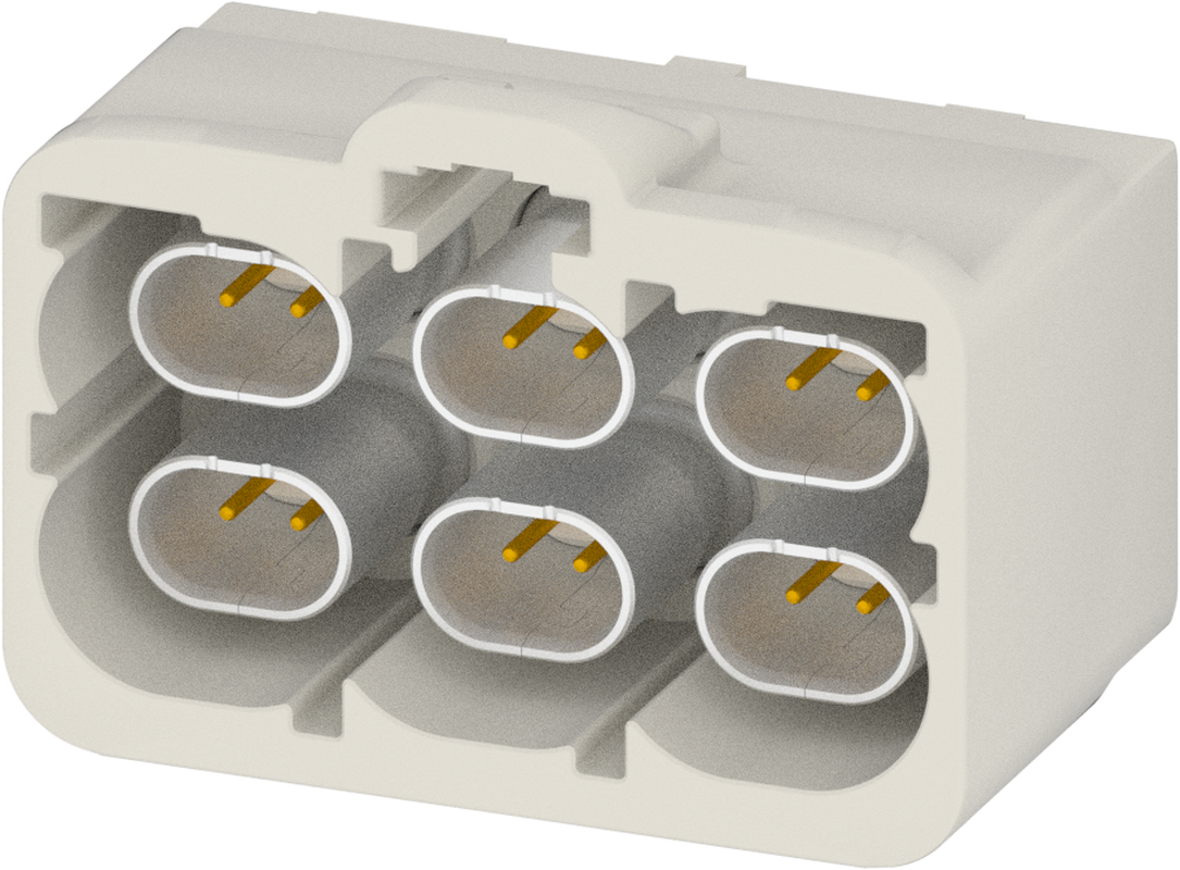 6 Port 2 Row Male H-MTD Cream White Code B