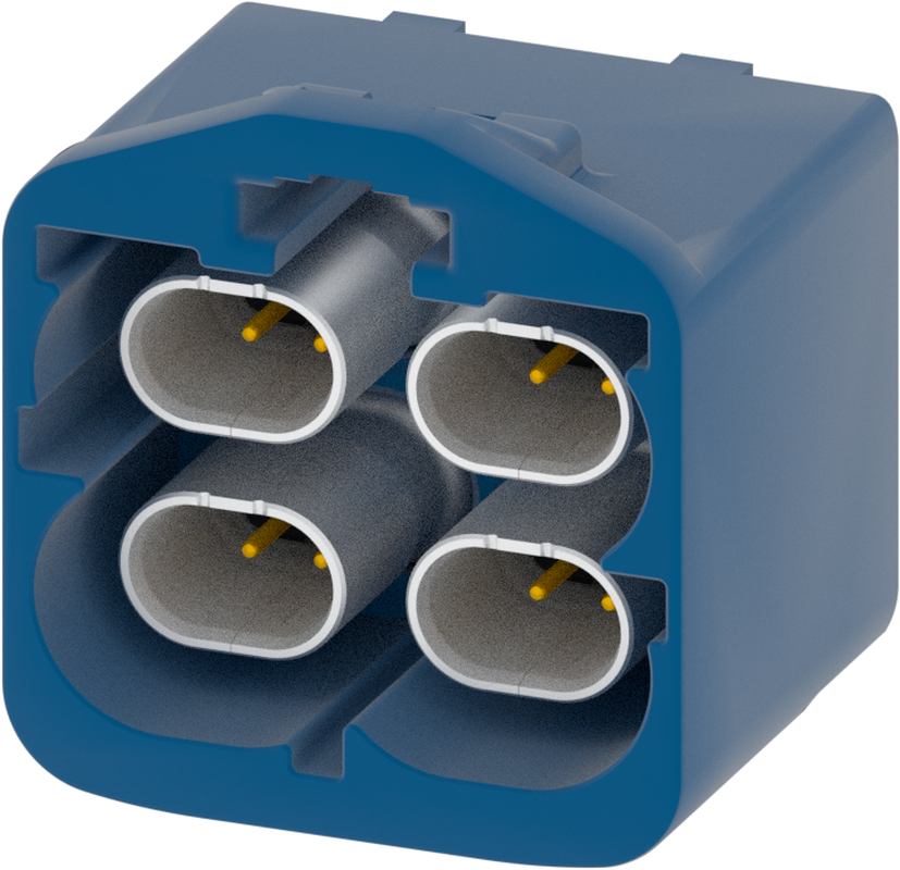 4 Port 2 Row Male H-MTD Signal Blue Code C