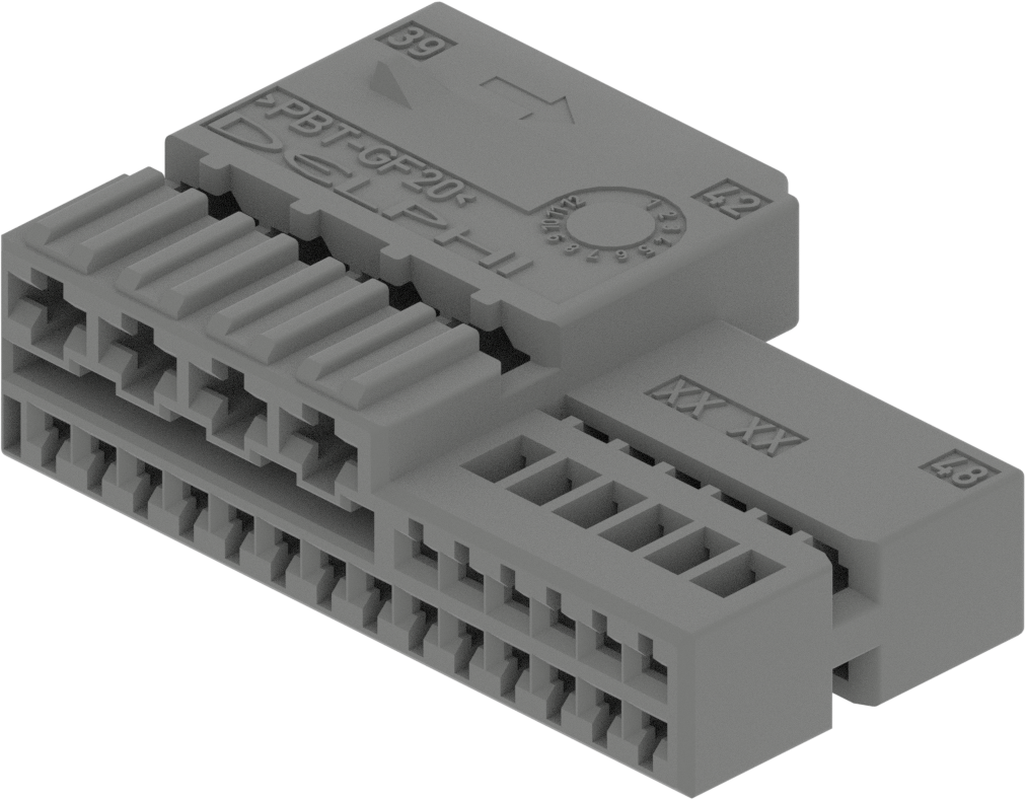 24 Way Female 1.2 MLK 2.8 SLK Unsealed Connector Gray-Dark