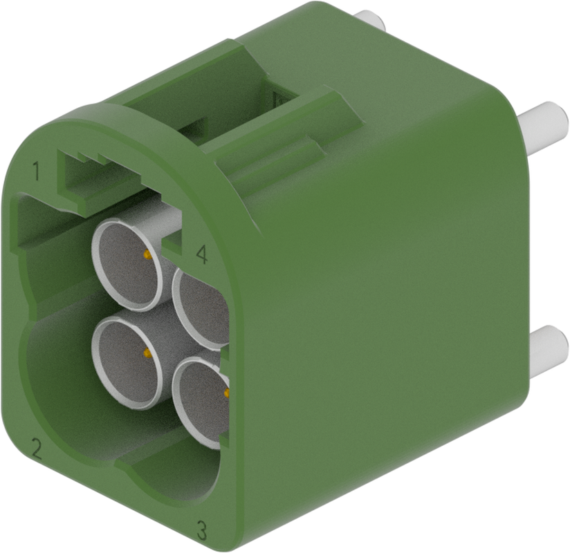 4 Port 2 Row MCA-B Male Mini Coax Leaf Green Code E