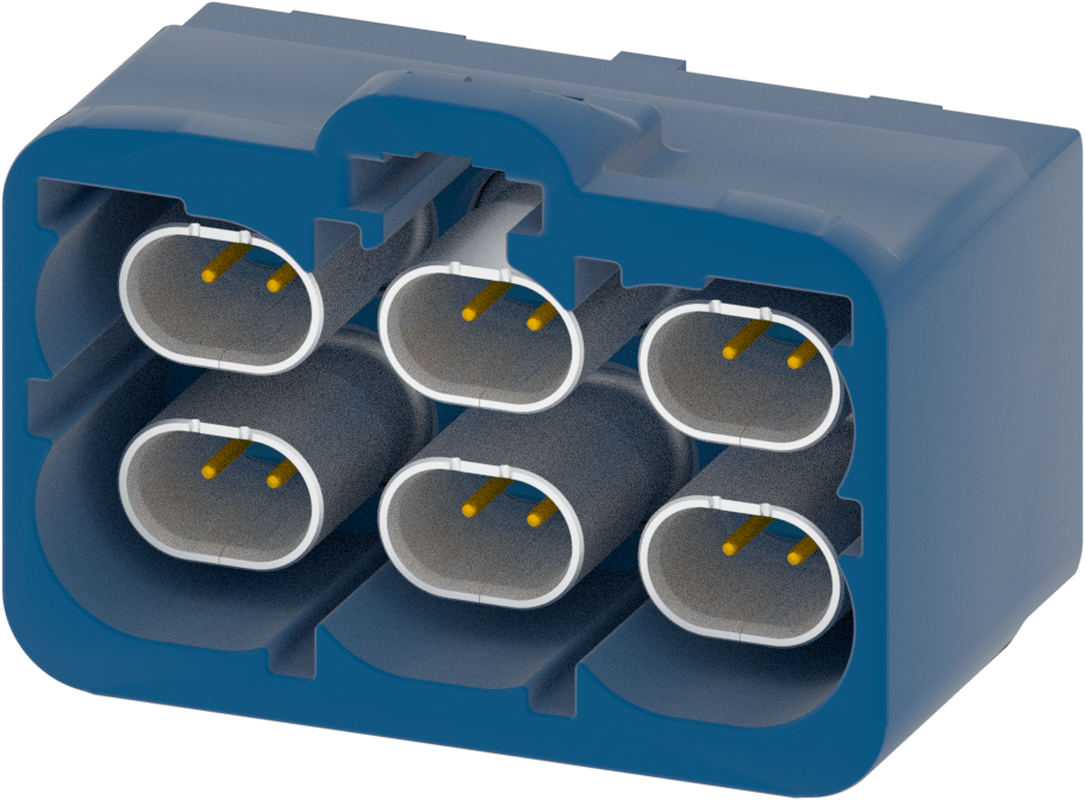 6 Port 2 Row Male H-MTD Signal Blue Code C