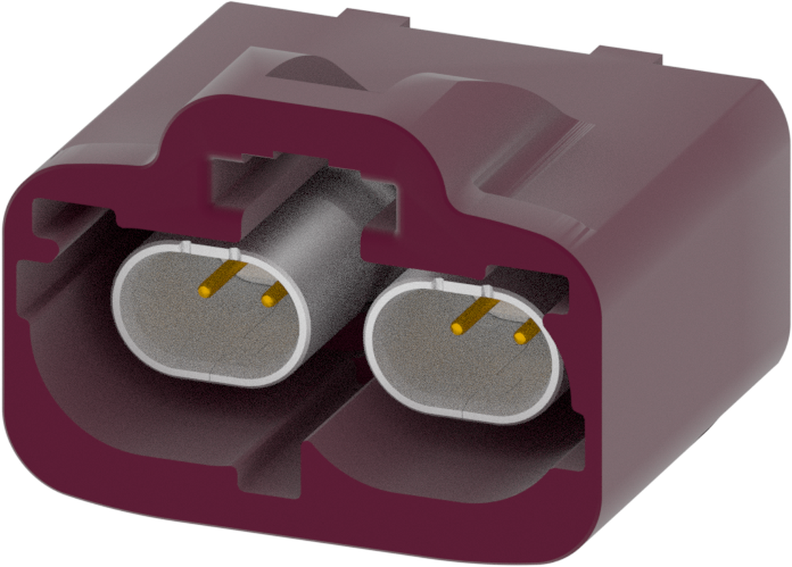 2 Port 1 Row Male H-MTD Claret Violet Code D