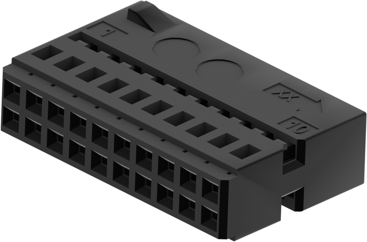 20 Way F 0.64 Unsealed Connector Black