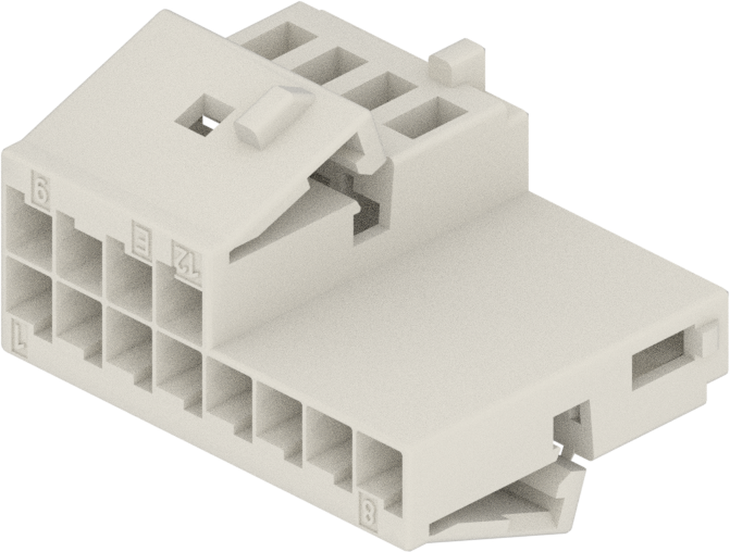 12 Way Male MTS 0.64 Unsealed Connector White