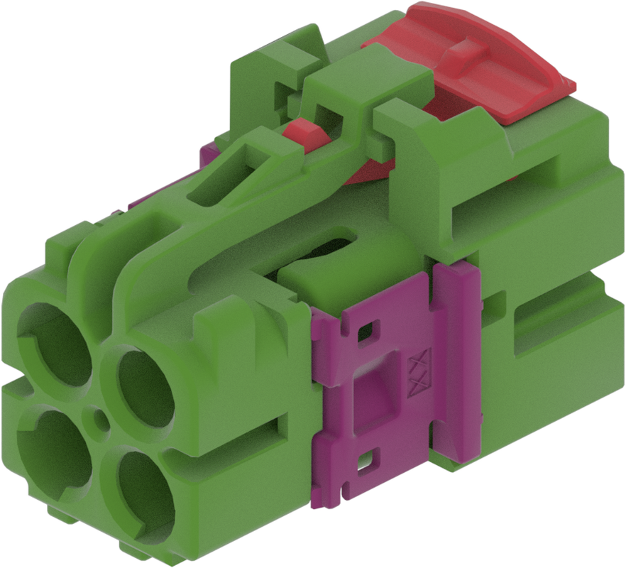 4 Port 2 Row MCA-A Female Mini Coax Light Green Code E