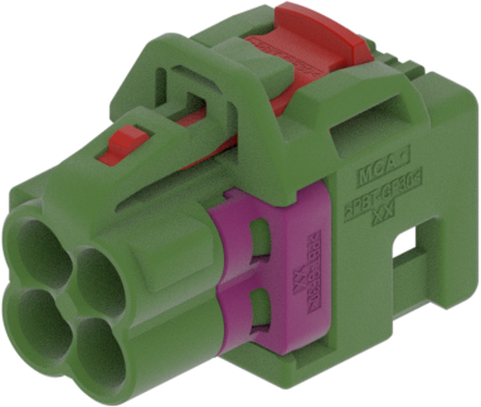 4 Port 2 Row MCA-B Female Mini Coax May Green Code E