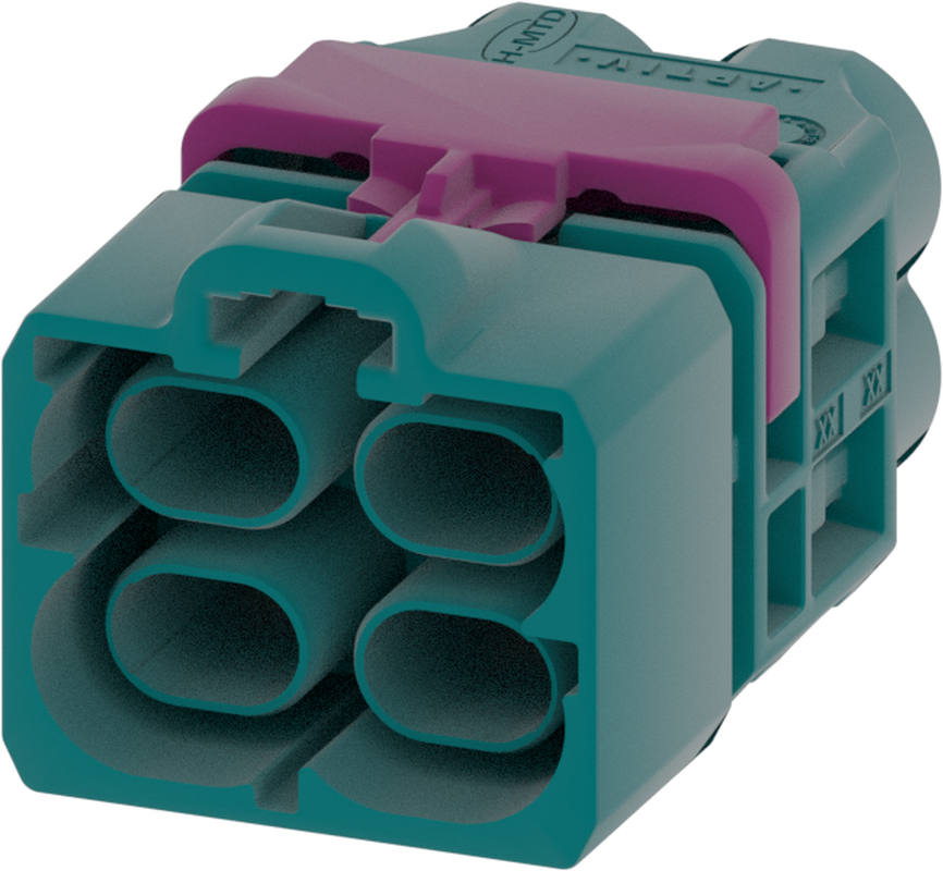 4 Port 2 Row Male H-MTD Water Blue Code Z