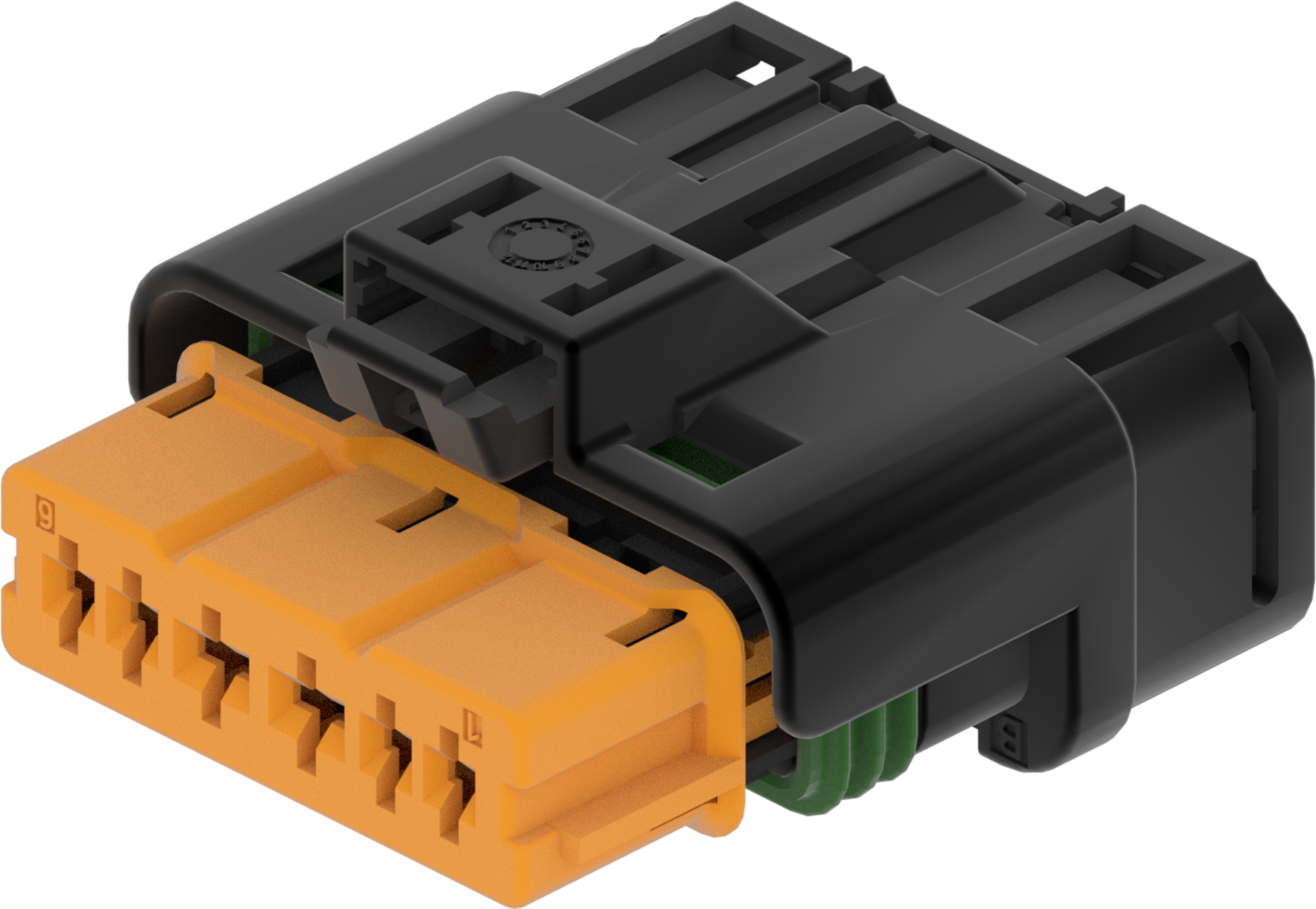 6 Way F Hybrid 1.5 2.8 Sealed Connector Black