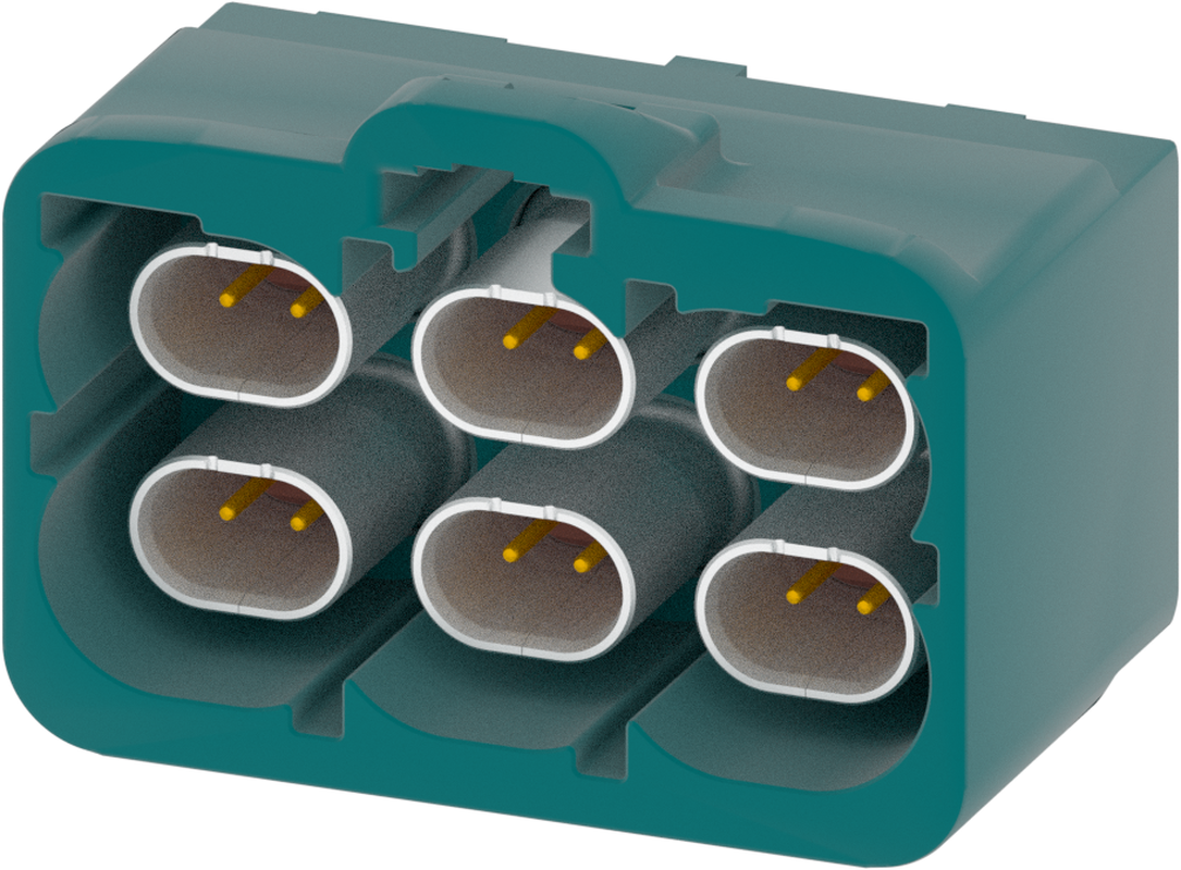 6 Port 2 Row Male H-MTD Water Blue Code Z