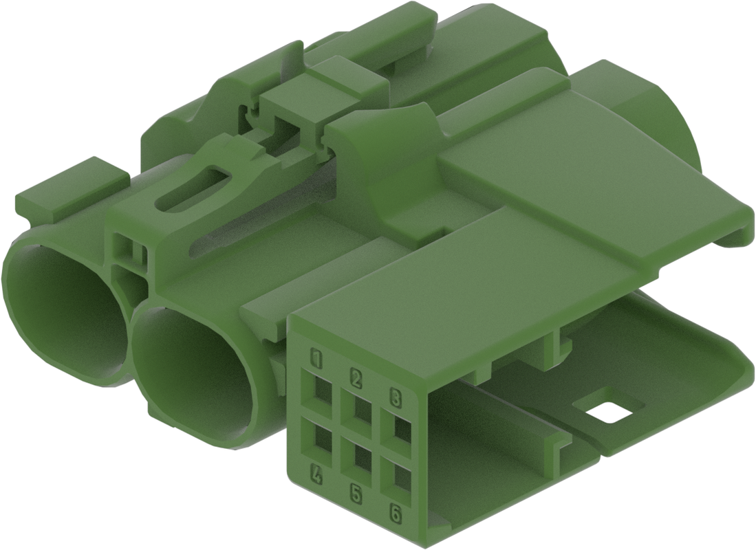 2 Port 1 Row Female H-MTD Green Code E