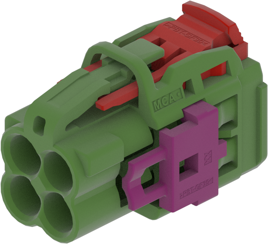 4 Port 2 Row MCA-B Female Mini Coax Green Code E