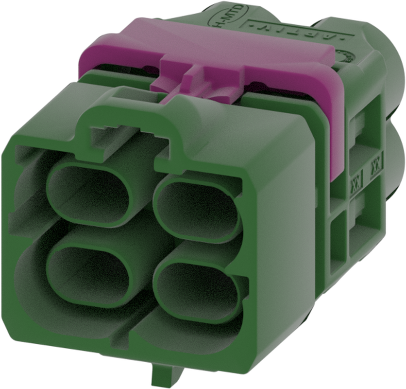 4 Port 2 Row Male H-MTD Green Code E