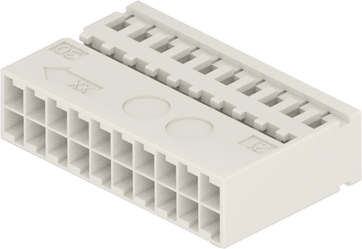 20 Way F 0.64 Unsealed Connector White