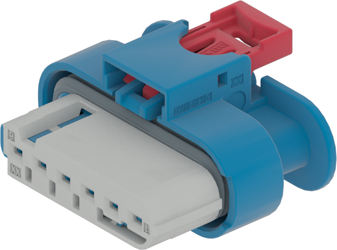 6 Way Female CTS  1.2 Sealed Connector Light Blue
