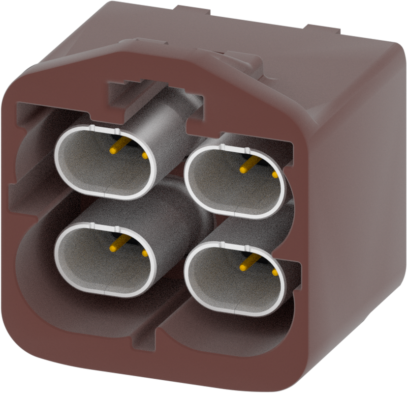 4 Port 2 Row Male H-MTD Nut Brown Code F