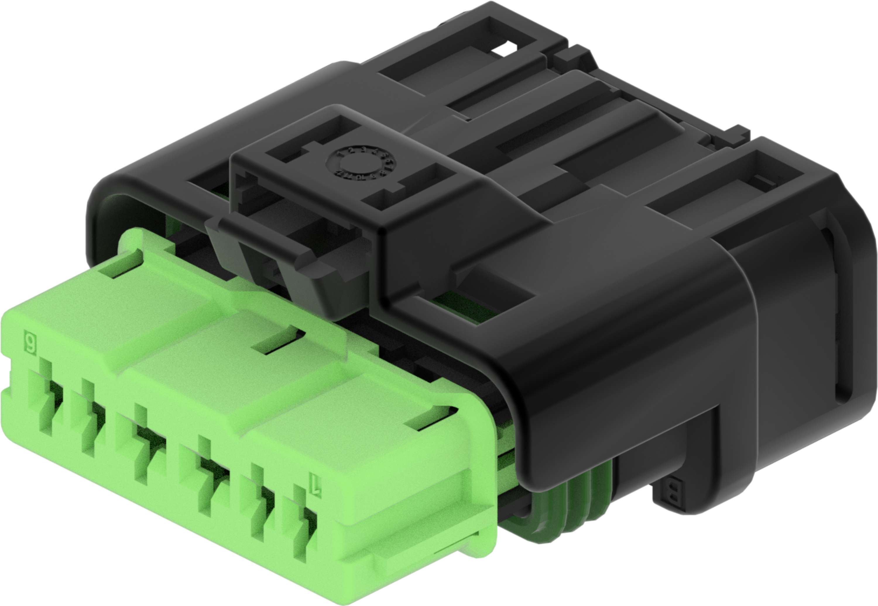 6 Way F Hybrid  1.5 2.8 Sealed Connector Black