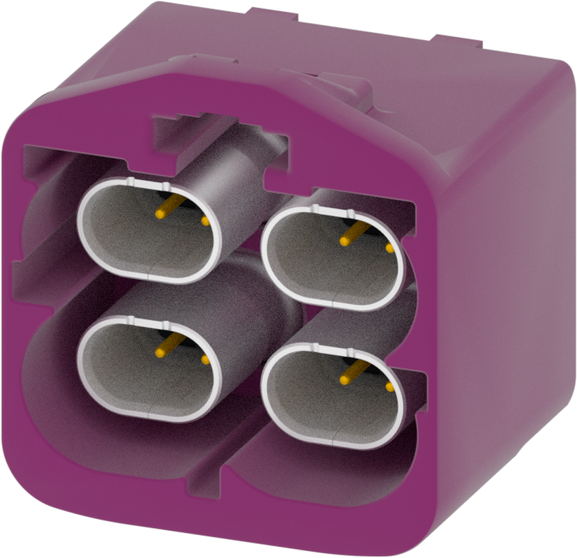 4 Port 2 Row Male H-MTD Claret Violet Code D