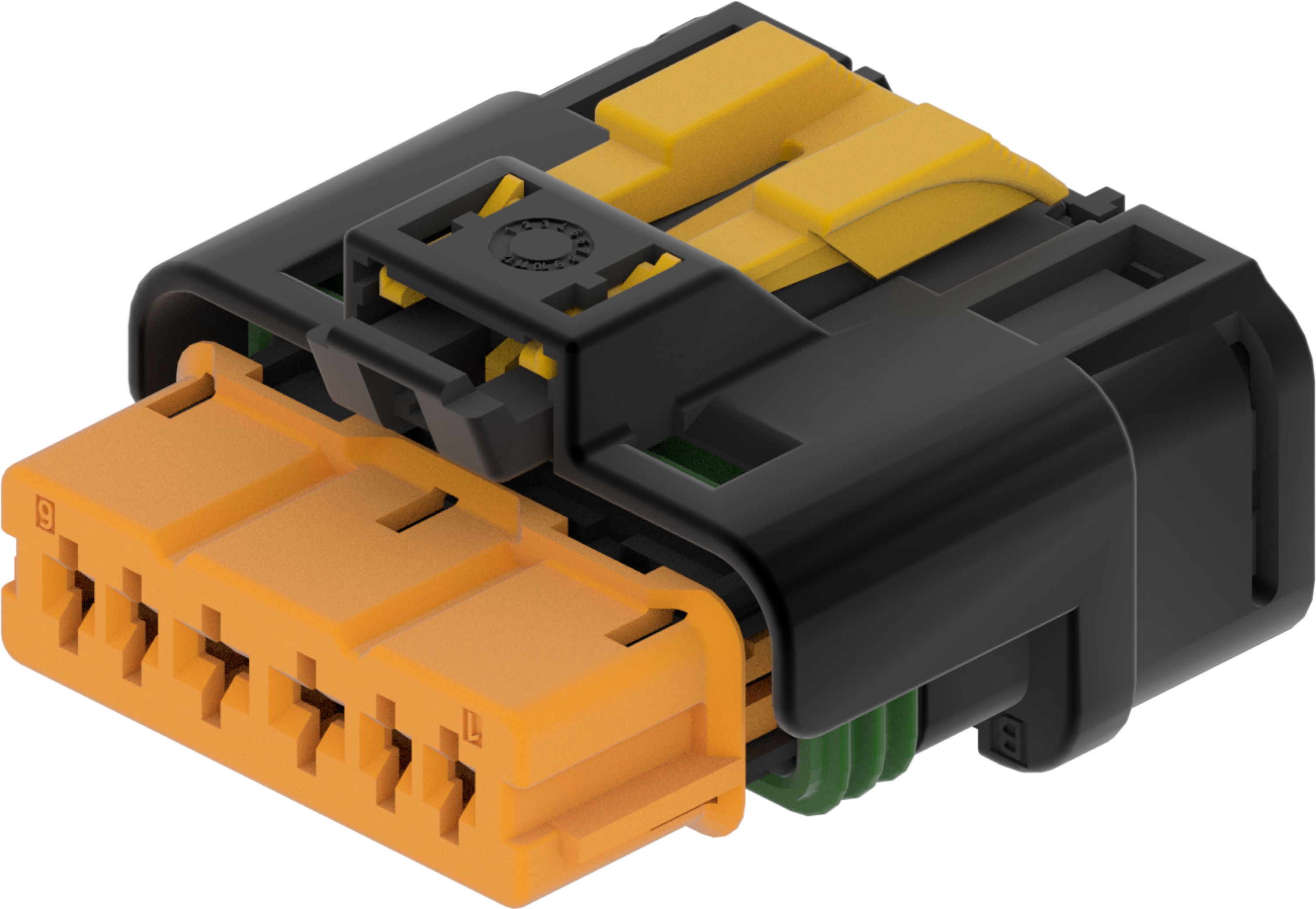 6 Way F Hybrid  1.5 2.8 Sealed Connector Black