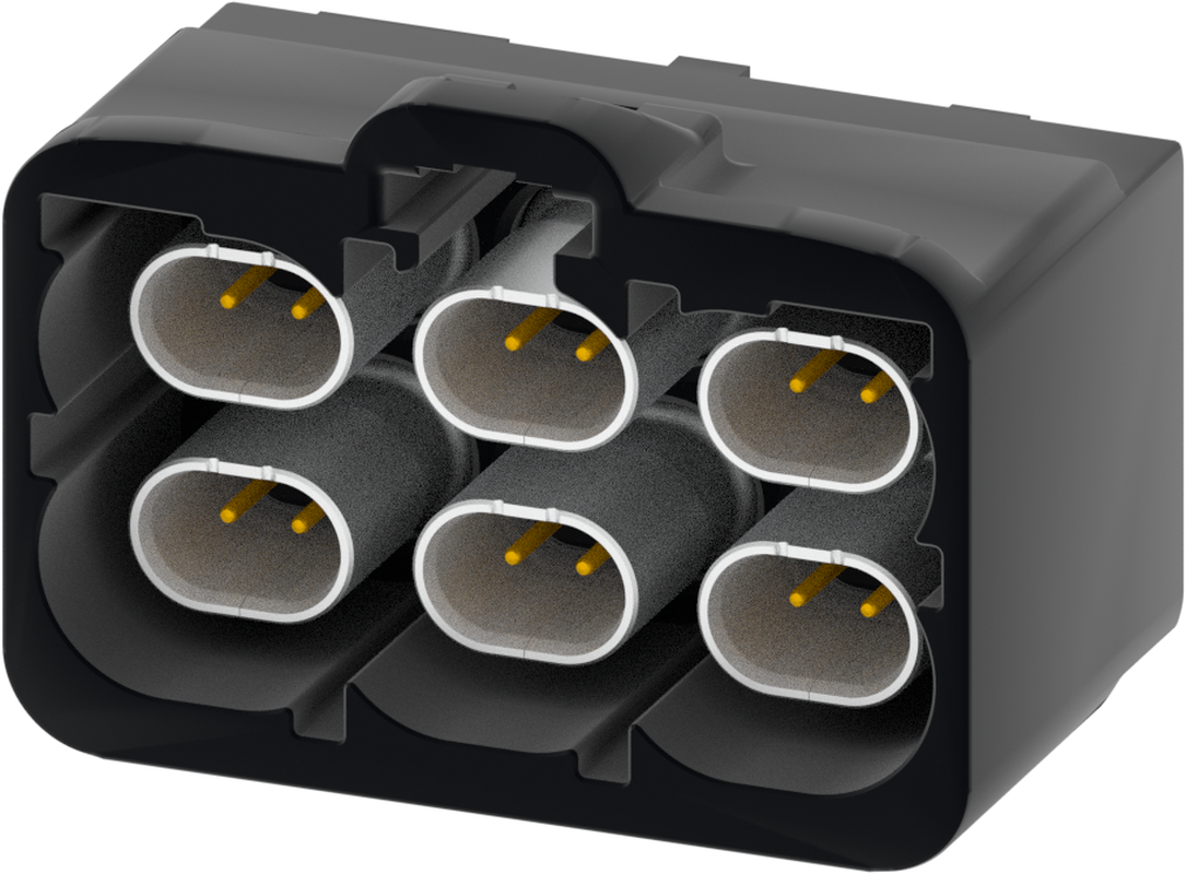 6 Port 2 Row Male H-MTD Jet Black Code A