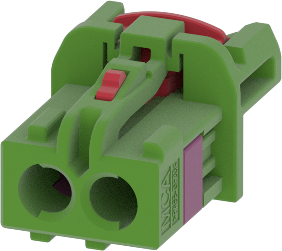 2 Port 1 Row MCA-A Female Mini Coax Light Green Code E