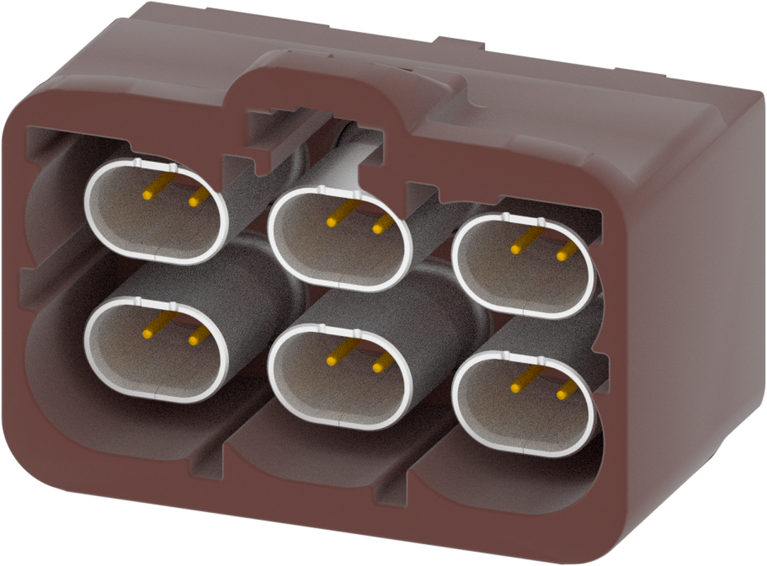 6 Port 2 Row Male H-MTD Nut Brown Code F