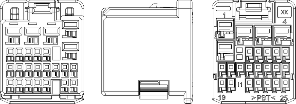 25 Way F MIXED Unsealed Connector Natural