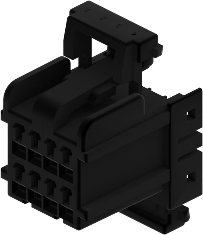 8 Way F 040 Series Unsealed Connector Black