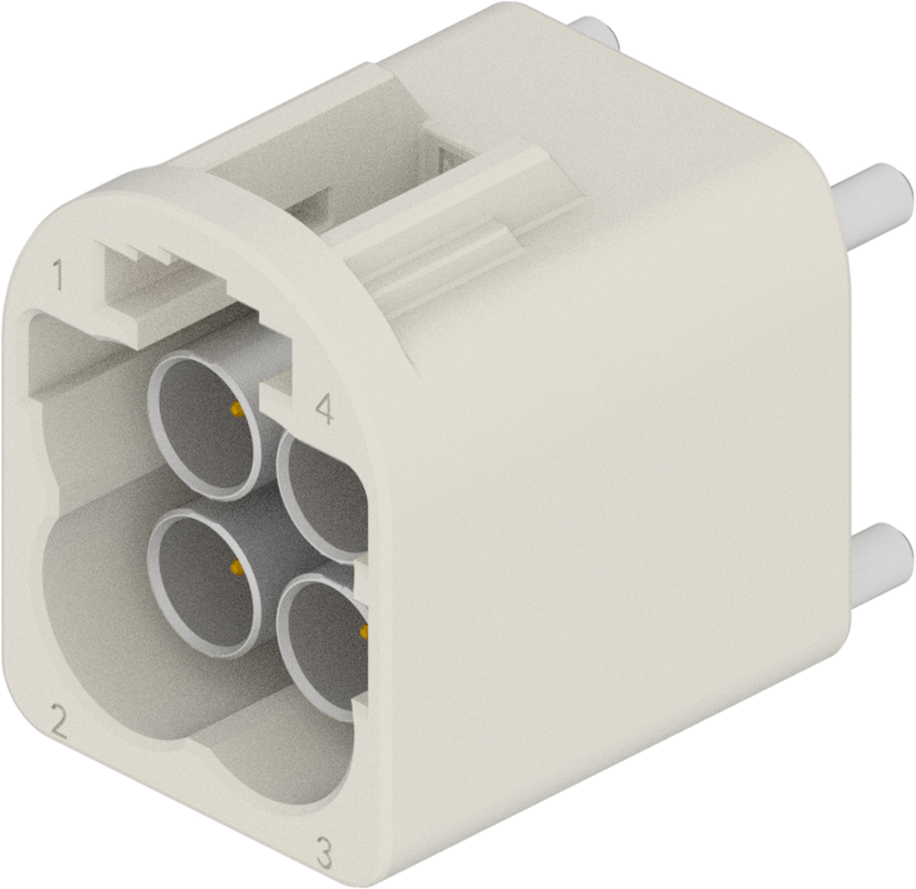 4 Port 2 Row MCA-B Male Mini Coax Cream White Code B