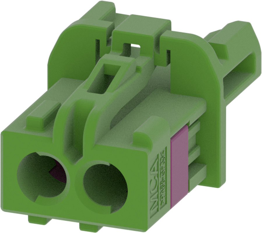 2 Port 1 Row MCA-A Female Mini Coax Light Green Code E