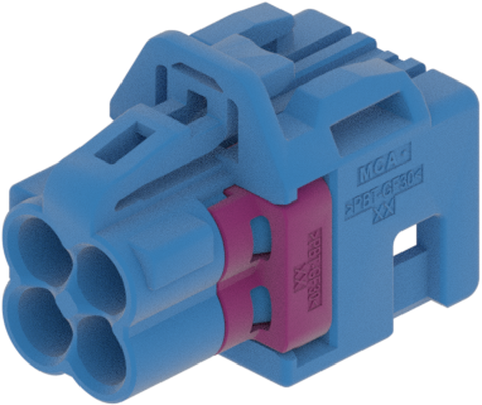 4 Port 2 Row MCA-B Female Mini Coax Light Blue Code C