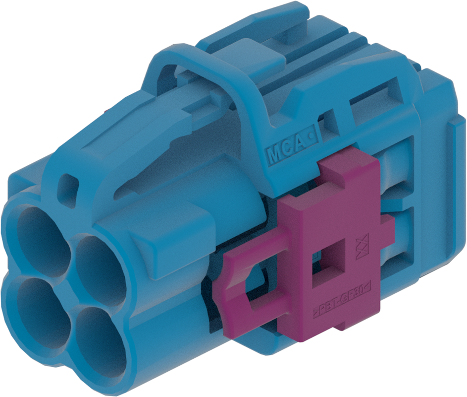 4 Port 2 Row MCA-B Female Mini Coax Blue Code C